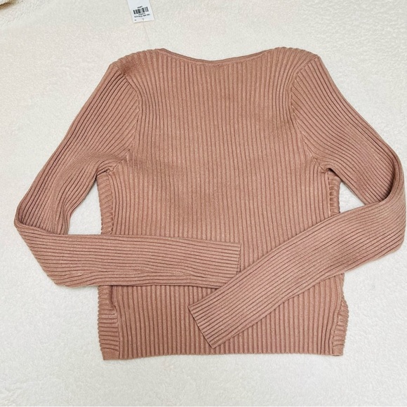 Abercrombie & Fitch LuxeLoft Slim Wrap RIBBED Sweater TAN Brown Size LARGE NWT - Picture 8 of 11
